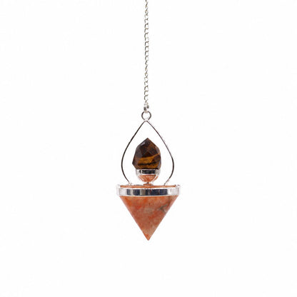 Gemstone Lantern of Life Pendulum - Sunstone & Tigereye