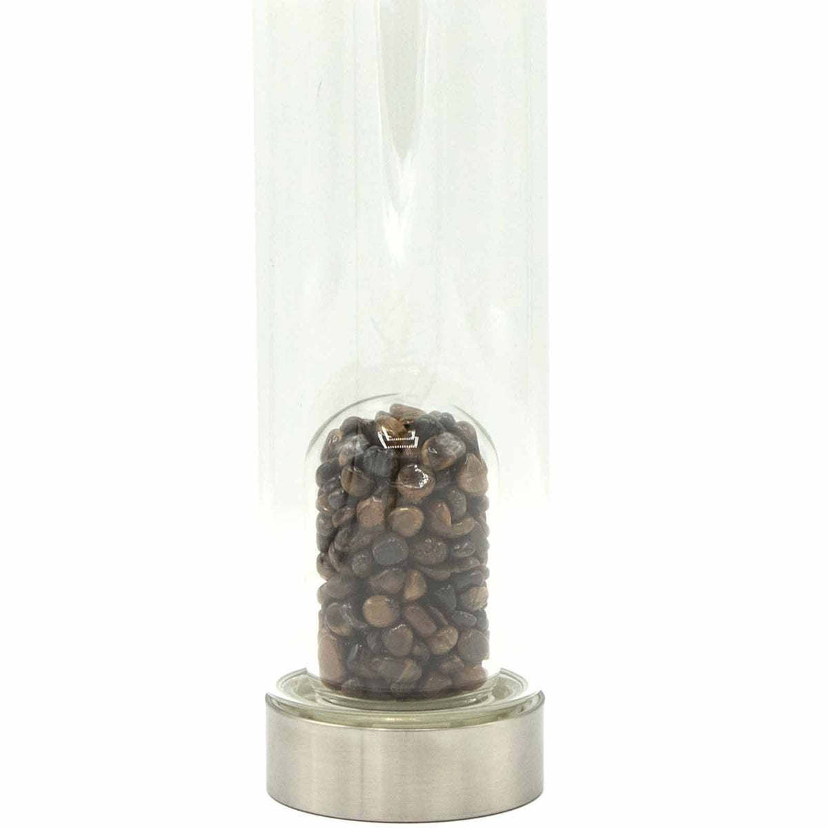 Crystal Infused Glass Water Bottle - Tiger's Eye - Chips