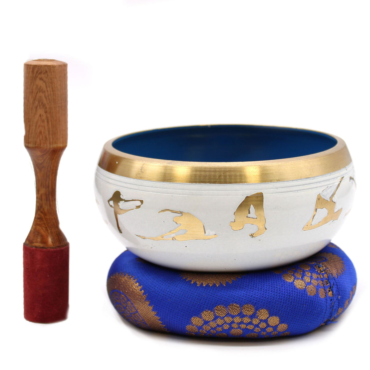Large Yoga Moves Singing Bowl Set - White & Blue
