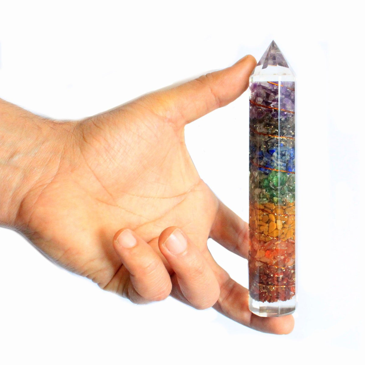 Orgonite Power Wand Copper & Gemchips - 15cm