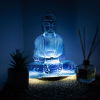 Meditation Buddha Lamp Sky Blue - Oval Stand