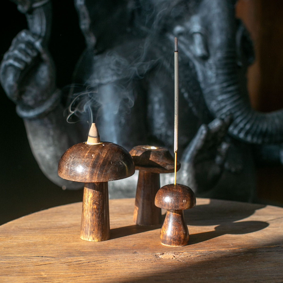 Set of 3 Flat Incense Cone Mushrooms
