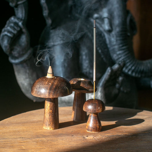 Set of 3 Flat Incense Cone Mushrooms