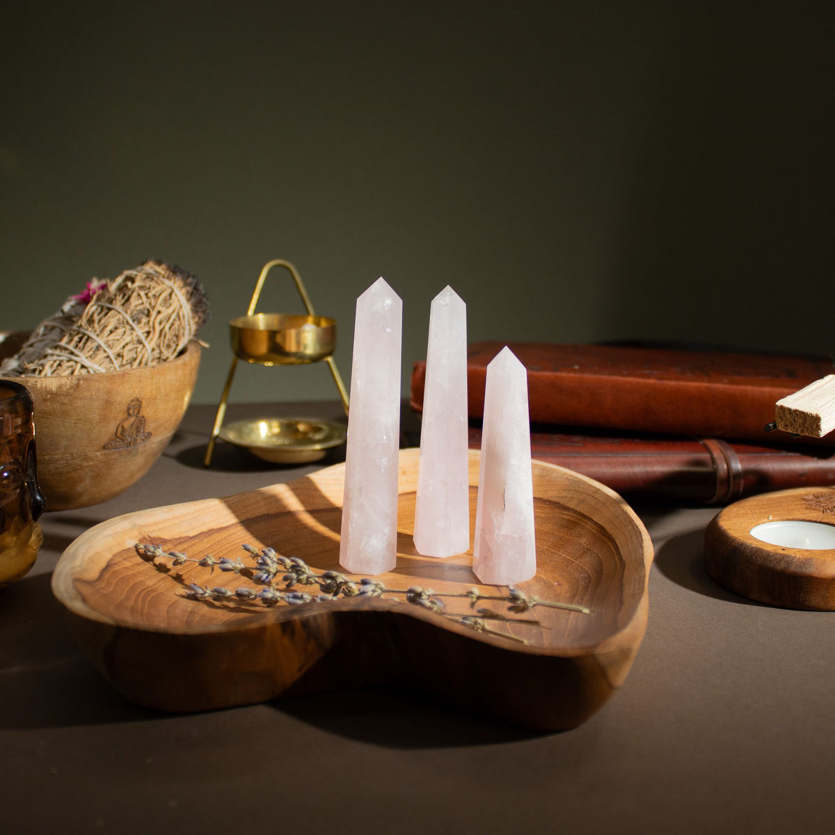 Gemstone Six Face Obelisk Point  - Rose Quartz