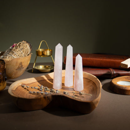 Gemstone Six Face Obelisk Point  - Rose Quartz