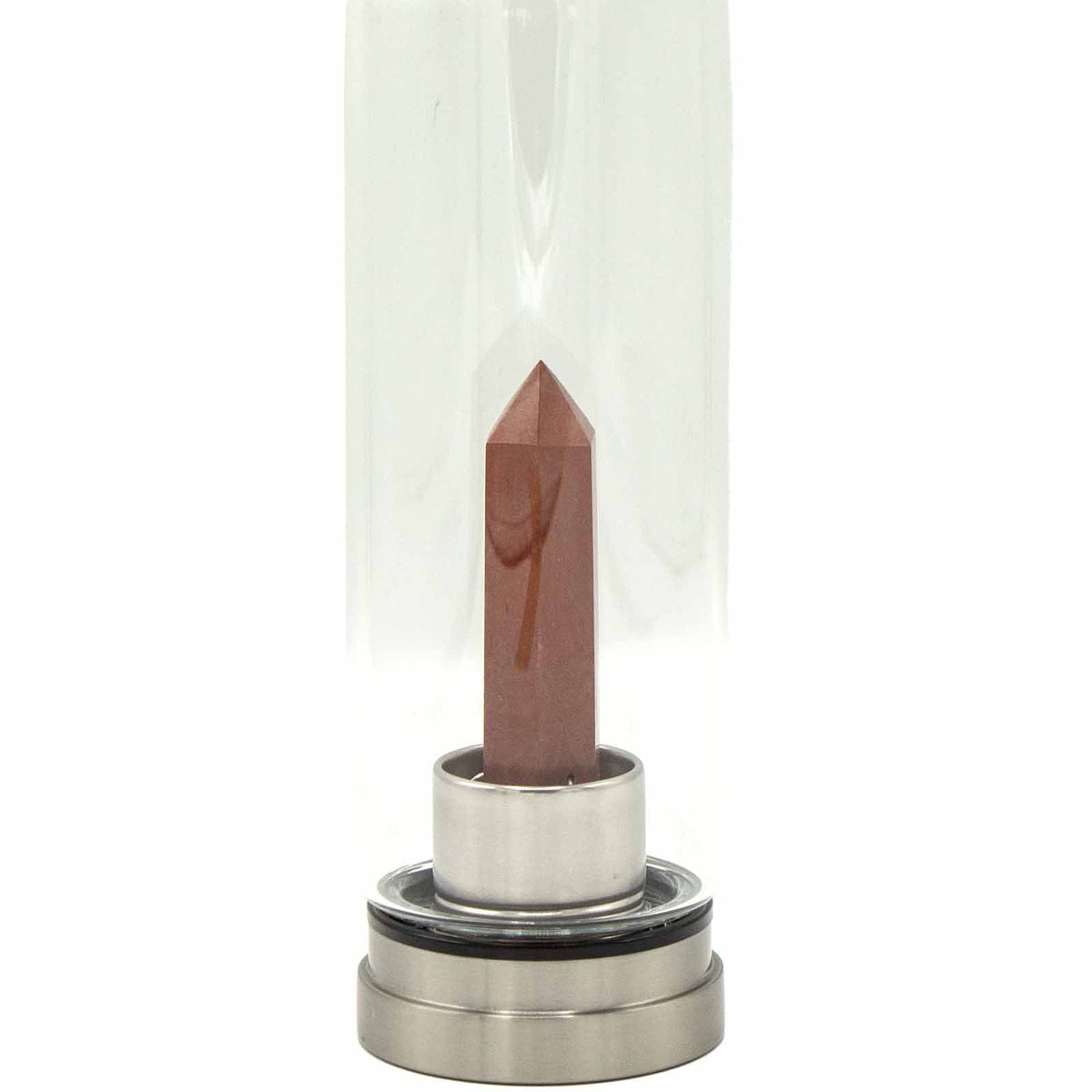 Crystal Infused Glass Water Bottle - Red Jasper - Obelisk
