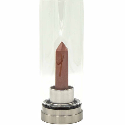 Crystal Infused Glass Water Bottle - Red Jasper - Obelisk