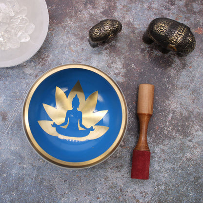 Large Yoga Moves Singing Bowl Set - White & Blue
