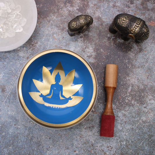 Large Yoga Moves Singing Bowl Set - White & Blue