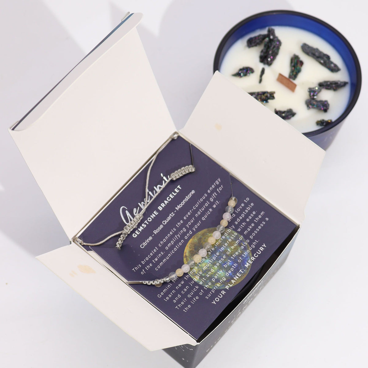 Zodiac Candle & Gemstone Bracelet - Gemini