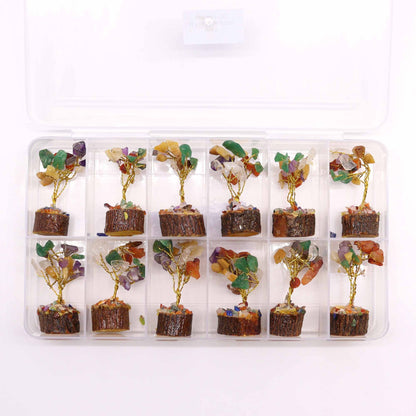 Mini Gemstone Tree On Wood Base - Multi Stones