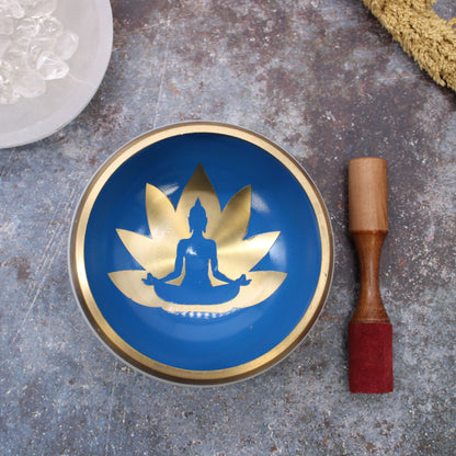Large Yoga Moves Singing Bowl Set - White & Blue