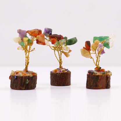 Mini Gemstone Tree On Wood Base - Multi Stones