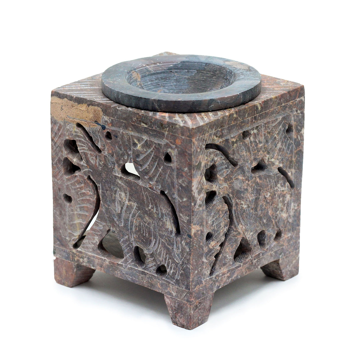 Square Soapstone Oil Burner - Elephant