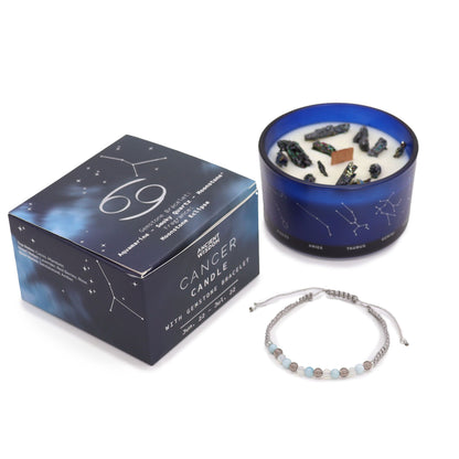 Zodiac Candle & Gemstone Bracelet - Cancer