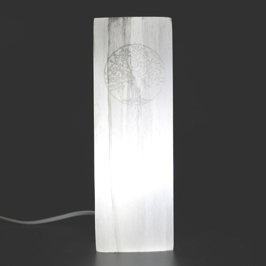 Selenite Block Lamp - Tree of Life