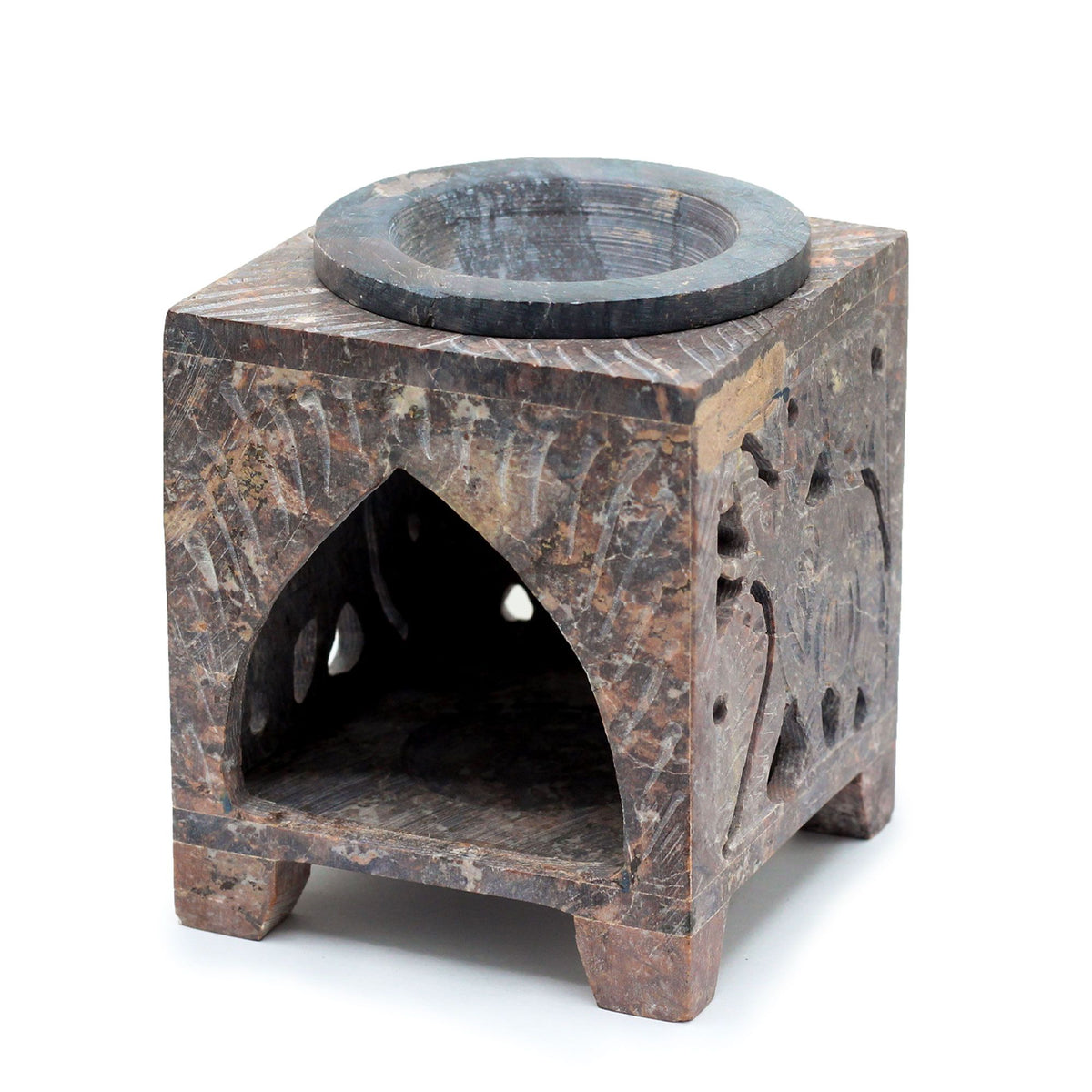 Square Soapstone Oil Burner - Elephant