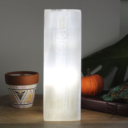 Selenite Block Lamp - Chakra Lamp