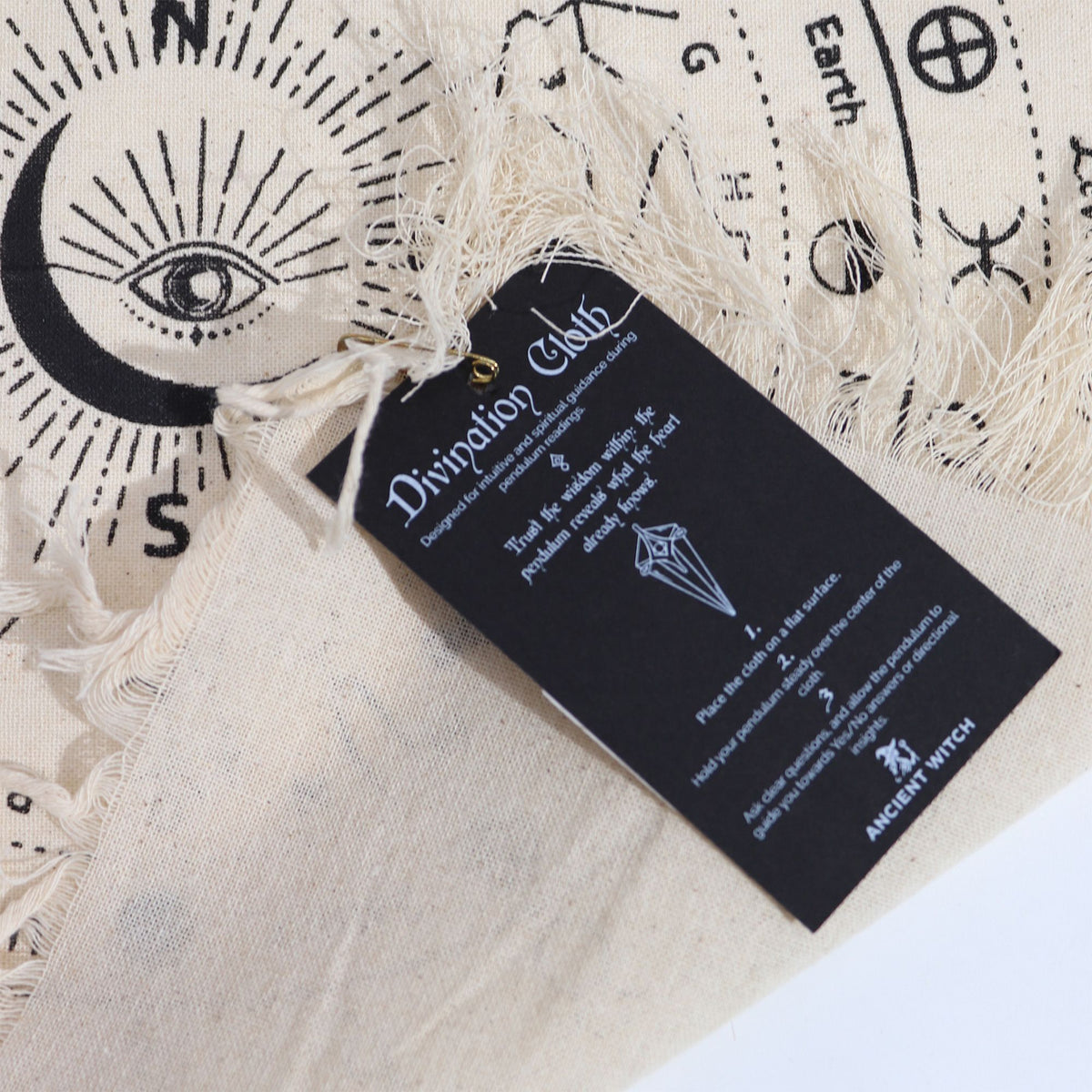 All Seeing Eye Pendulum Divination Cloth - Natural & Black