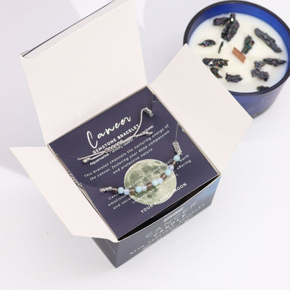 Zodiac Candle & Gemstone Bracelet - Cancer