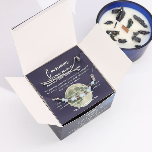 Zodiac Candle & Gemstone Bracelet - Cancer