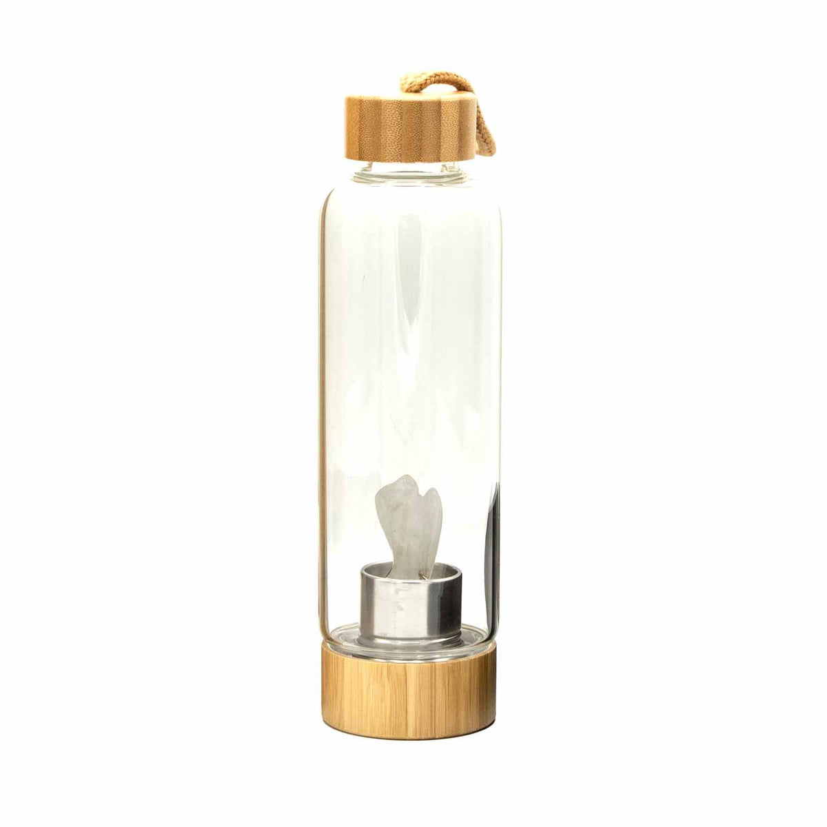 Crystal Infused Glass Water Bottle - Clear Quartz - Angel