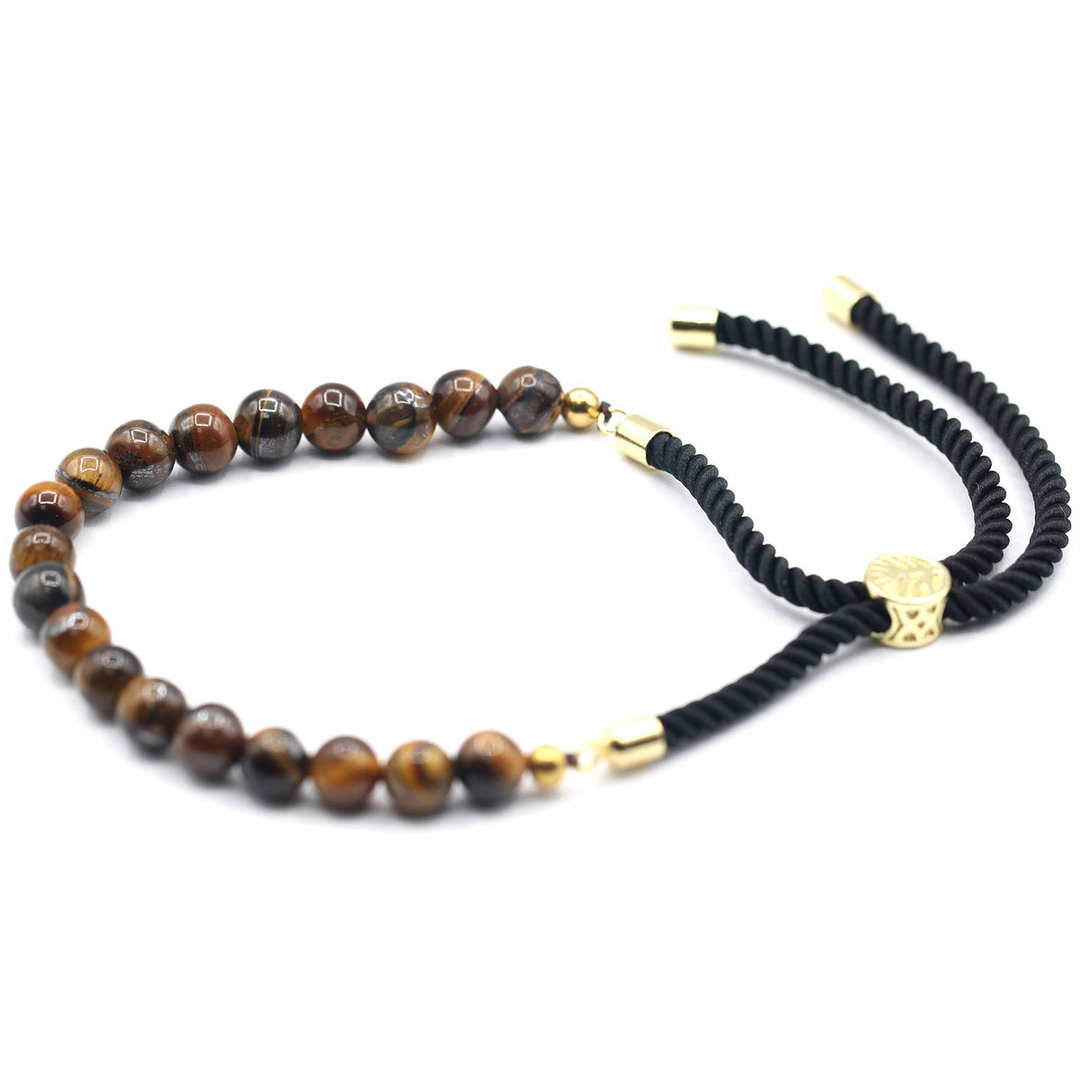 Black String Bracelet - Tiger Eye