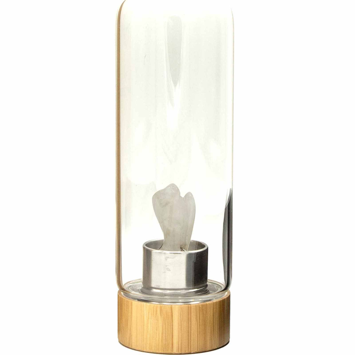 Crystal Infused Glass Water Bottle - Clear Quartz - Angel