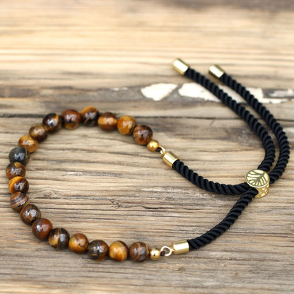 Black String Bracelet - Tiger Eye