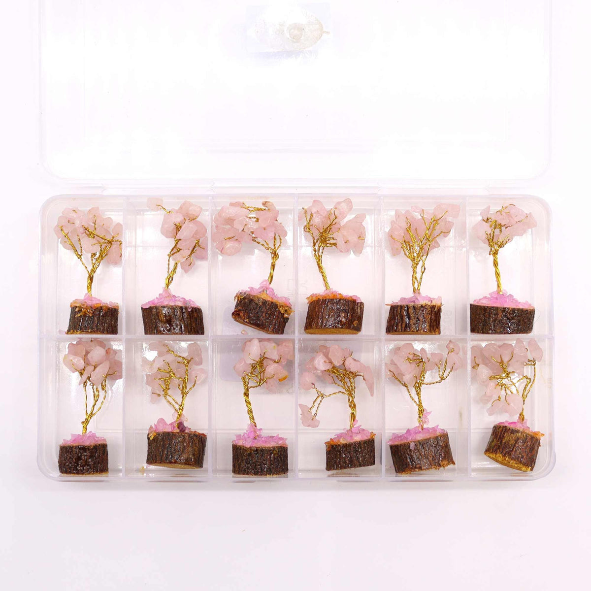 Mini Gemstone Tree On Wood Base - Rose Quartz