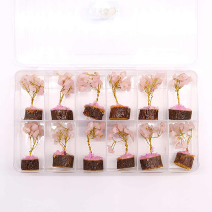 Mini Gemstone Tree On Wood Base - Rose Quartz