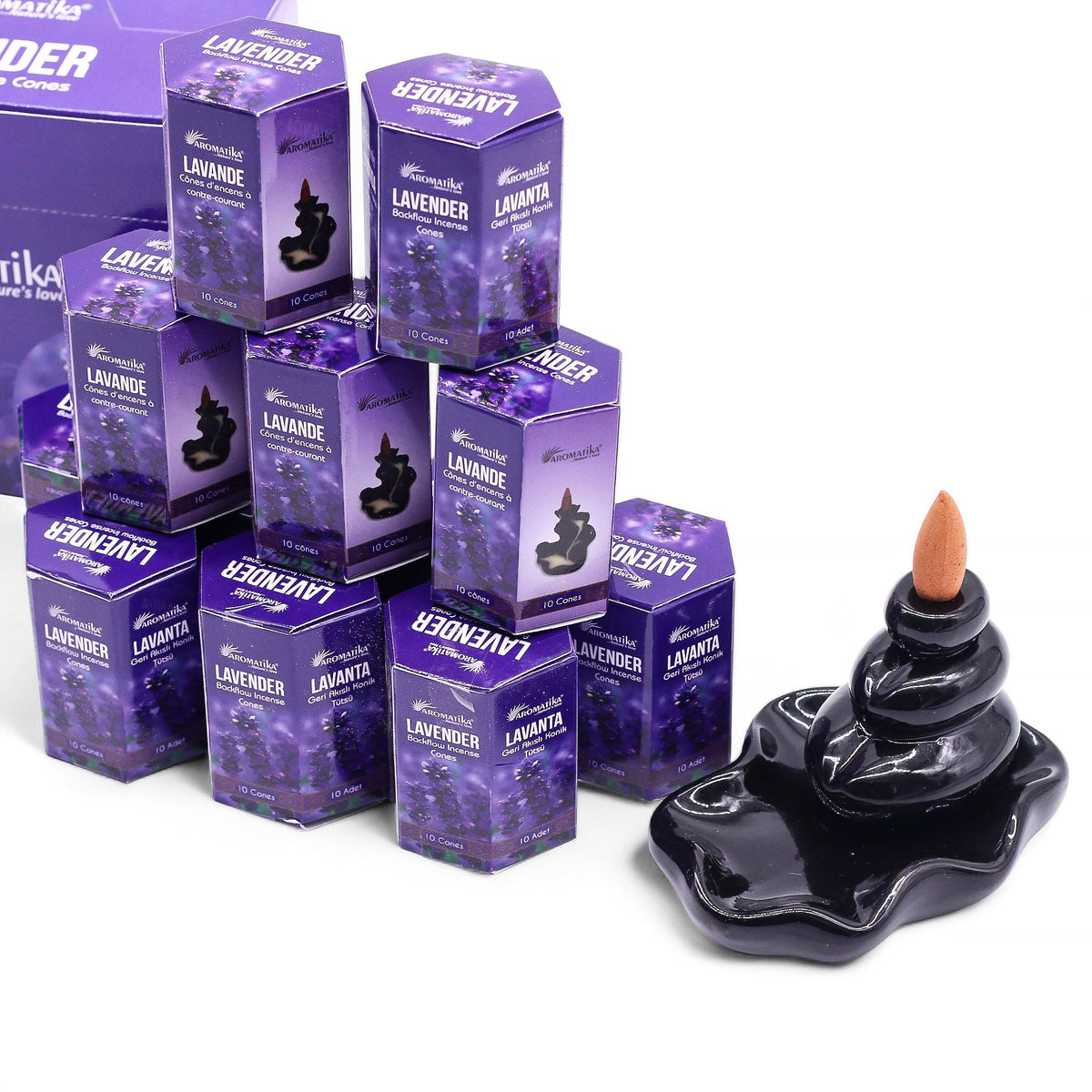 Aromatika Masala Backflow Incense Cones - Lavender