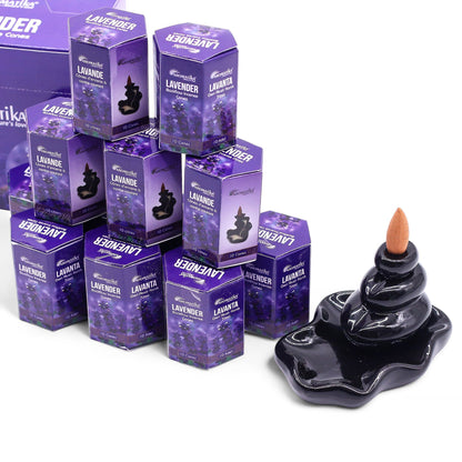Aromatika Masala Backflow Incense Cones - Lavender