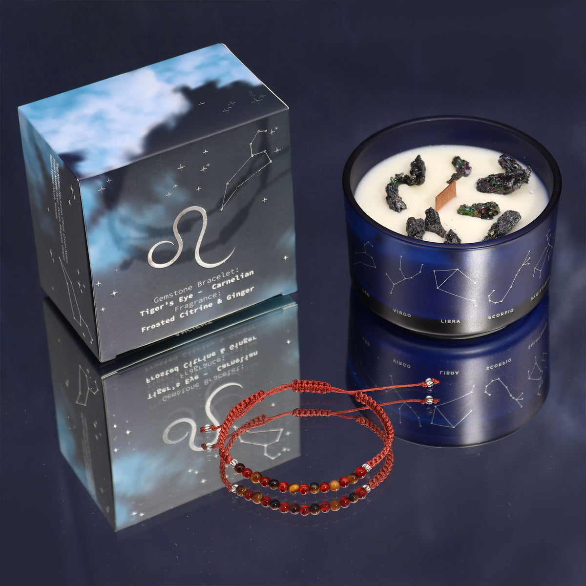 Zodiac Candle & Gemstone Bracelet - Leo
