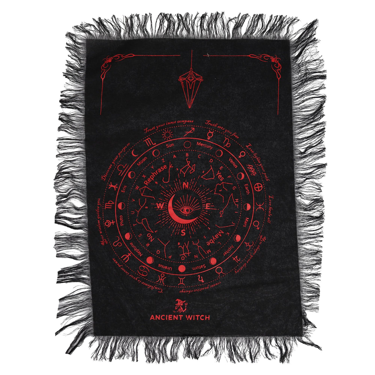 All Seeing Eye Pendulum Divination Cloth - Black & Blood Red