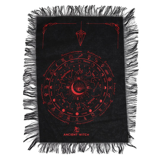 All Seeing Eye Pendulum Divination Cloth - Black & Blood Red