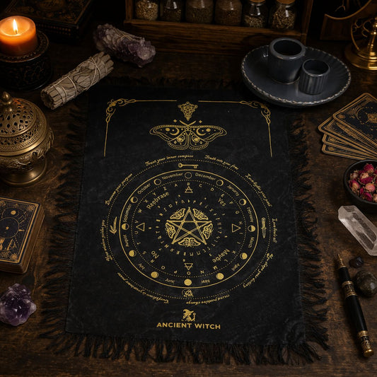Mystic Moth Pendulum Divination Cloth - Black & Gold