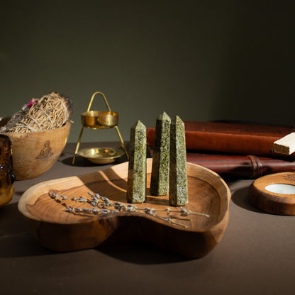 Gemstone Six Face Obelisk Point  - Epidote