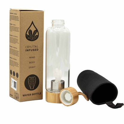 Crystal Infused Glass Water Bottle - Clear Quartz - Angel