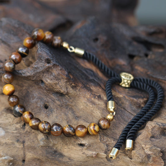 Black String Bracelet - Tiger Eye
