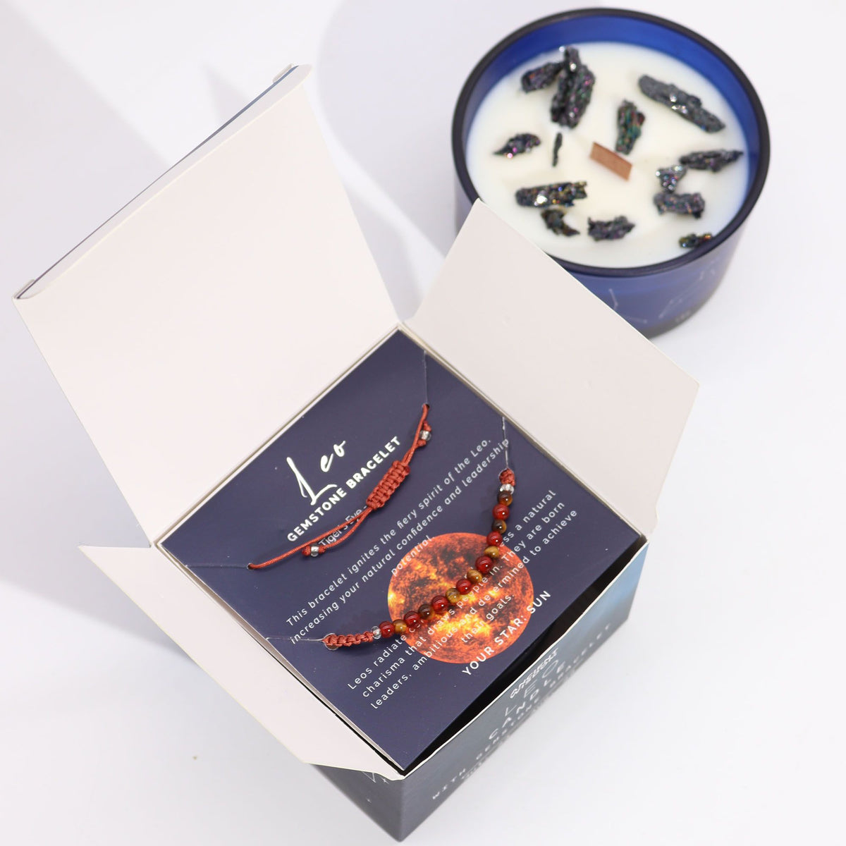 Zodiac Candle & Gemstone Bracelet - Leo