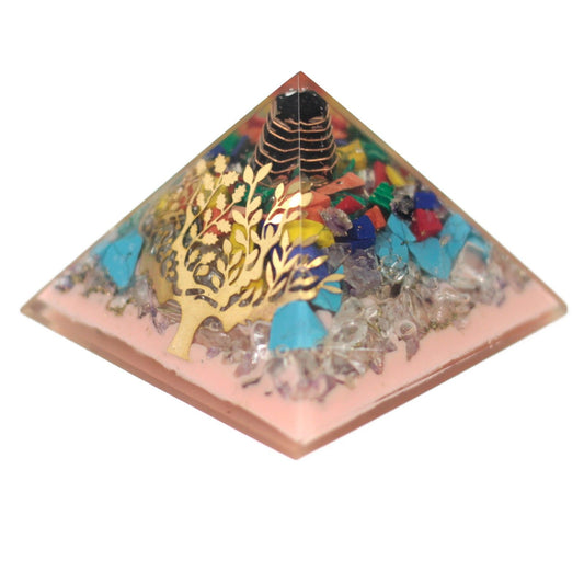 Large Orgonite Pyramid - Tree (earth base)
