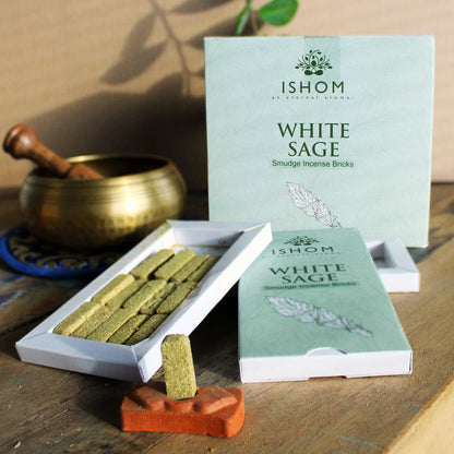 Natural Incense Smudge Bricks and Burner - White Sage