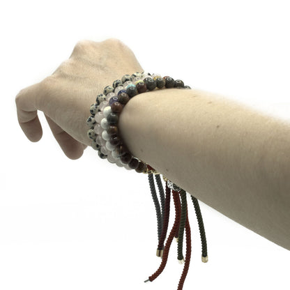 Charcoal String Bracelet - Dalmatian Jasper