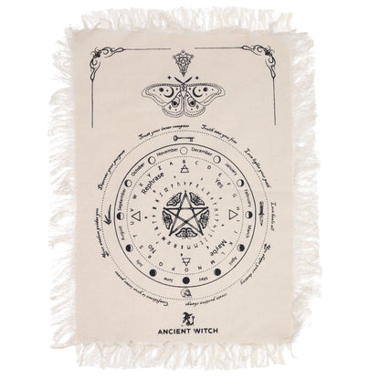 Mystic Moth Pendulum Divination Cloth - Natural & Black