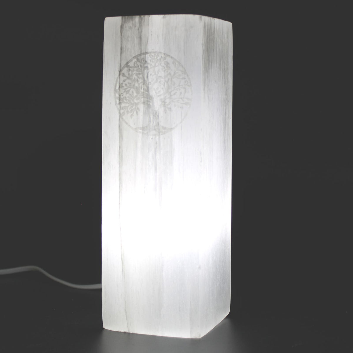 Selenite Block Lamp - Tree of Life
