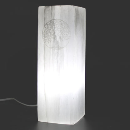 Selenite Block Lamp - Tree of Life