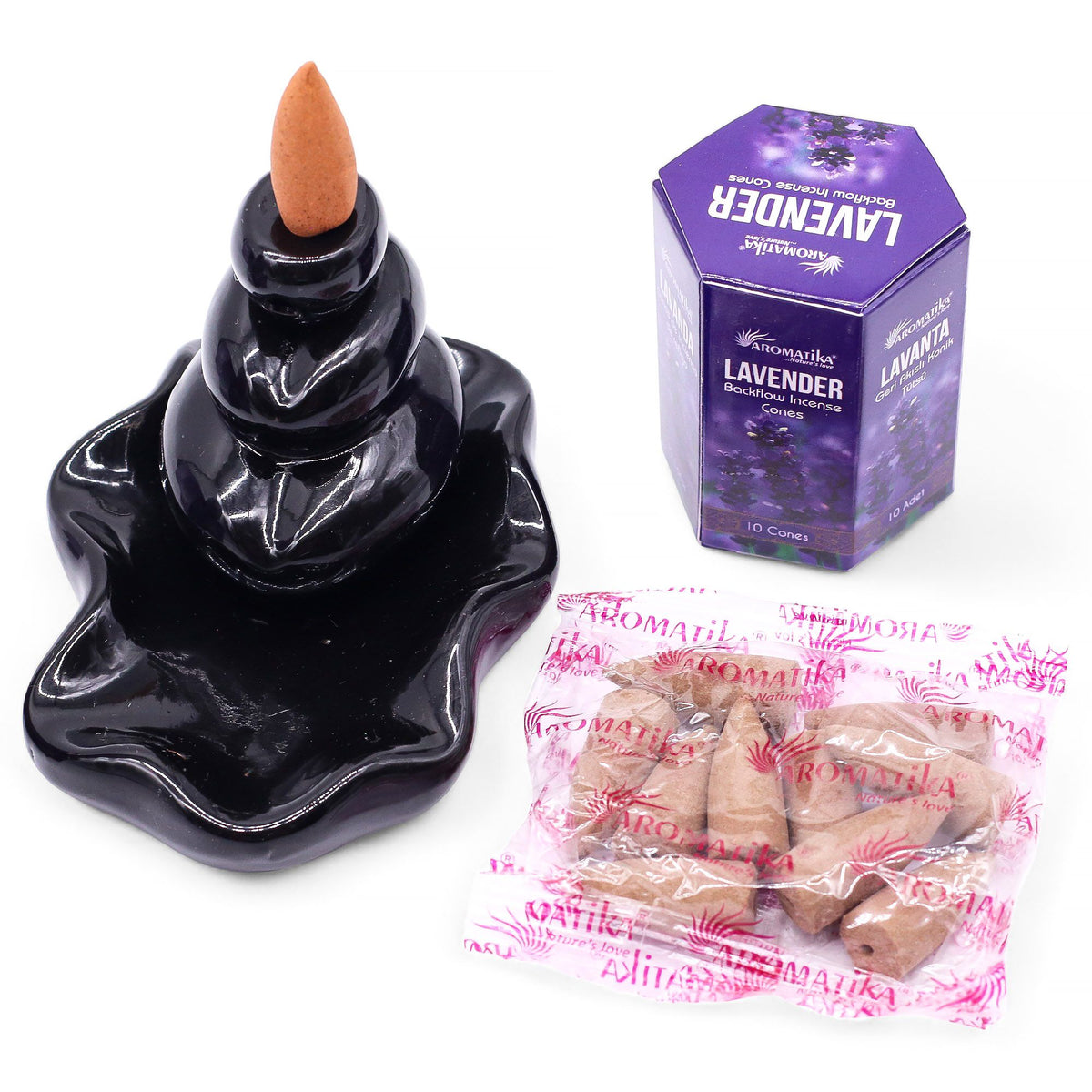 Aromatika Masala Backflow Incense Cones - Lavender