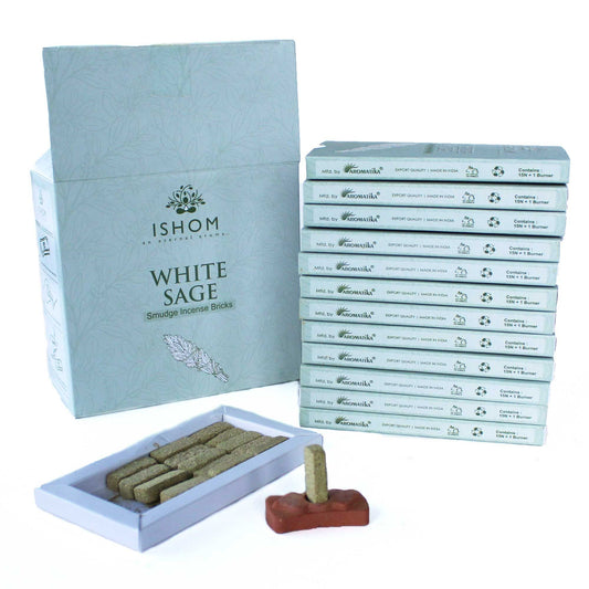 Natural Incense Smudge Bricks and Burner - White Sage