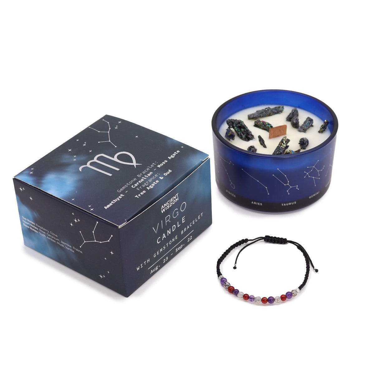 Zodiac Candle & Gemstone Bracelet - Virgo